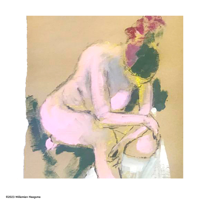 Kunst Pastel rosea nude Willemien Haagsma